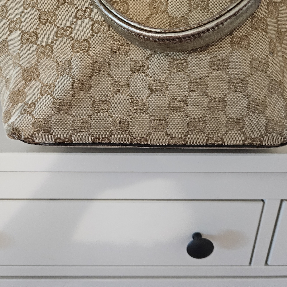 Gucci Tote Sherry Line Pink/Tan Webbing - Picture 7 of 10